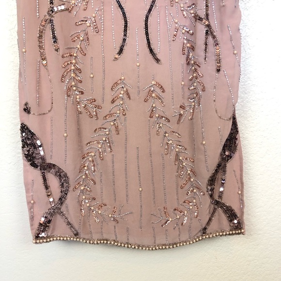 ASOS DESIGN drape back embellished midi dress sz US 4 Nude Pink Sequins Wedding - Picture 4 of 12